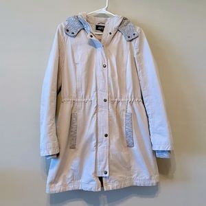 Apt 9 Cream And Gray Jacket Coat With Hood Medium